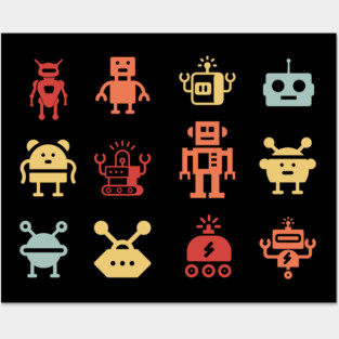 Retro Robot Army Posters and Art