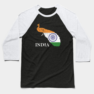 India Peacock Flag Baseball T-Shirt