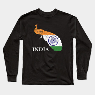 India Peacock Flag Long Sleeve T-Shirt