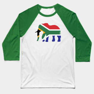 Elephant South Africa Flag Baseball T-Shirt