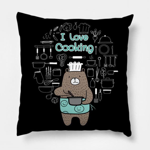 I Love Cooking! Dad Bear T-Shirt Father's Day Tee Shirt Gift Pillow by creative
