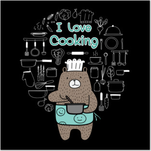I Love Cooking! Dad Bear T-Shirt Father's Day Tee Shirt Gift Posters and Art