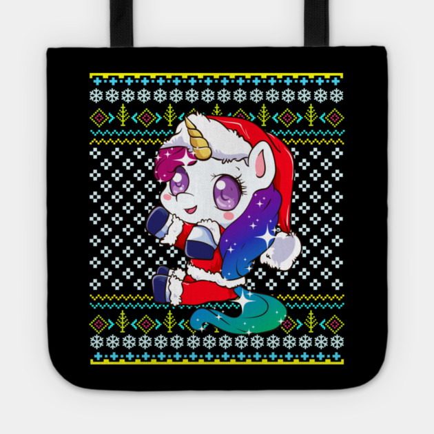 Unicorn Ugly Christmas Sweater Funny Humor Tote by creative