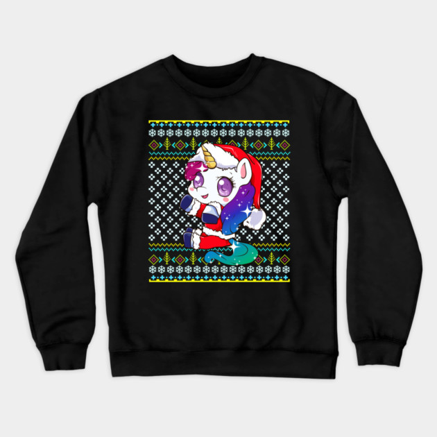 Unicorn Ugly Christmas Sweater Funny Humor Crewneck Sweatshirt by creative