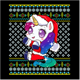 Unicorn Ugly Christmas Sweater Funny Humor Posters and Art
