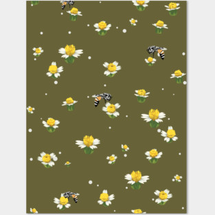 Natural Life Bumble Bee Pattern Posters and Art