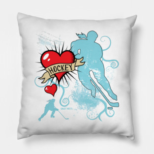 Women's Hockey Player Tattoo Style Pillow