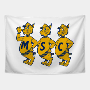 Vintage Montana State College Bobcats Mascots Logo Tapestry
