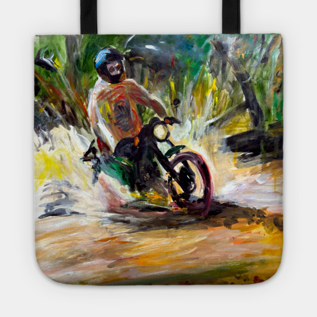 Mountain bike Splash – Motocycle Trail Painting Tee Tote by DonWillisJrArt