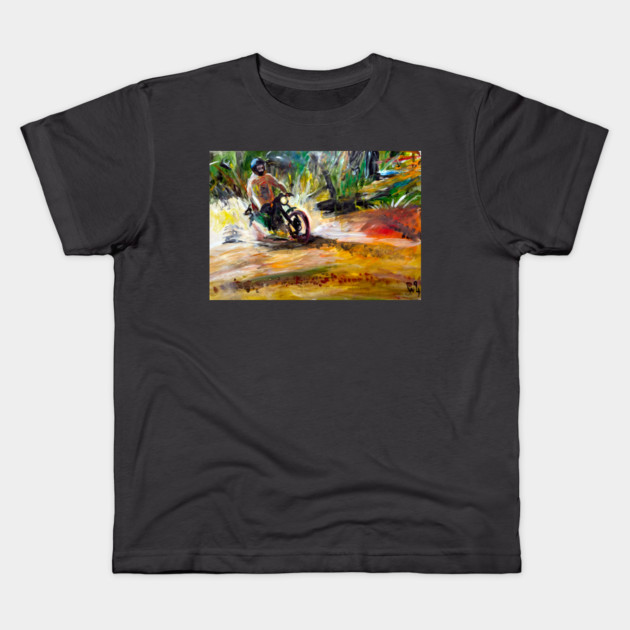 Mountain bike Splash – Motocycle Trail Painting Tee Kids T-Shirt by DonWillisJrArt