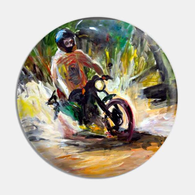 Mountain bike Splash – Motocycle Trail Painting Tee Pin by DonWillisJrArt