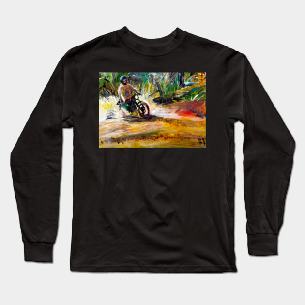 Mountain bike Splash – Motocycle Trail Painting Tee Long Sleeve T-Shirt by DonWillisJrArt