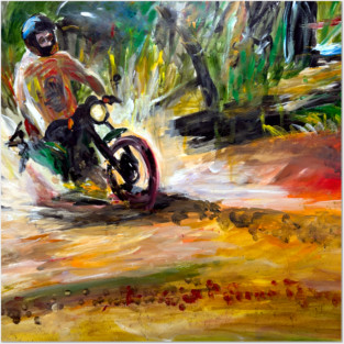 Mountain bike Splash – Motocycle Trail Painting Tee Posters and Art