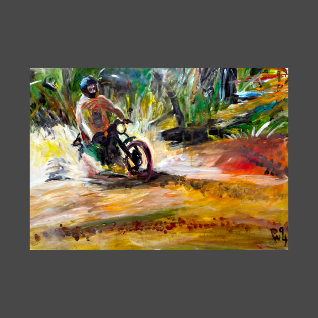Mountain bike Splash – Motocycle Trail Painting Tee by DonWillisJrArt