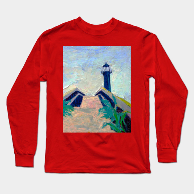 Tybee Island GA Lighthouse – Impressionist Coastal Painting Long Sleeve T-Shirt by DonWillisJrArt