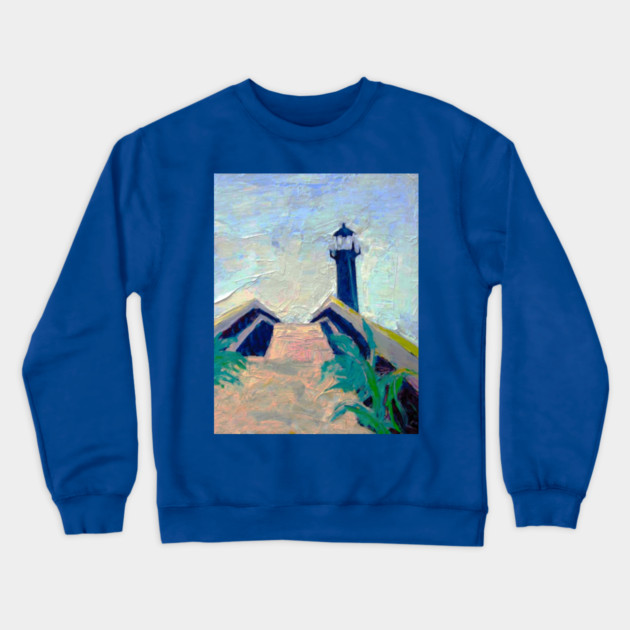 Tybee Island GA Lighthouse – Impressionist Coastal Painting Crewneck Sweatshirt by DonWillisJrArt