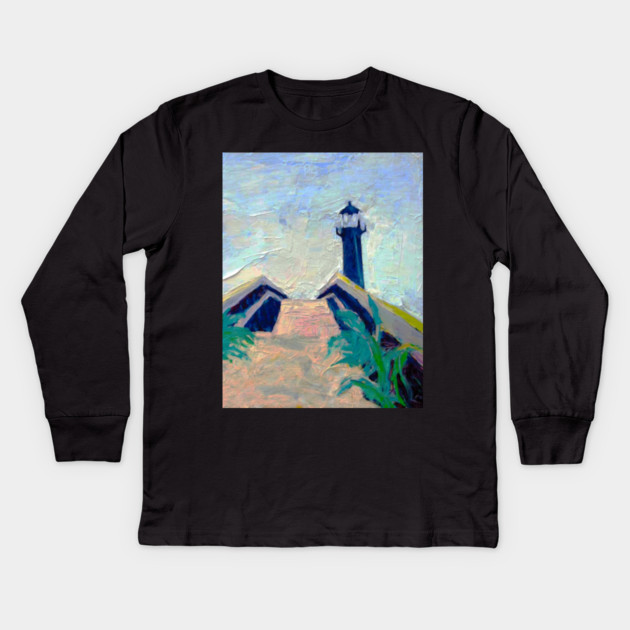 Tybee Island GA Lighthouse – Impressionist Coastal Painting Kids Long Sleeve T-Shirt by DonWillisJrArt