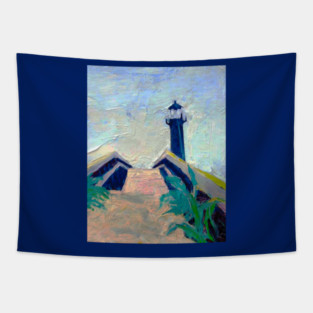 Tybee Island GA Lighthouse – Impressionist Coastal Painting Tapestry