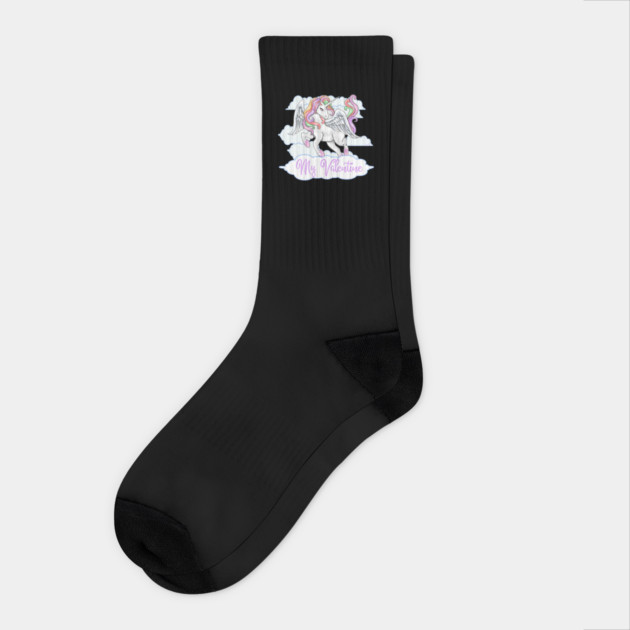 My Valentine Unicorn T-Shirt Socks by creative
