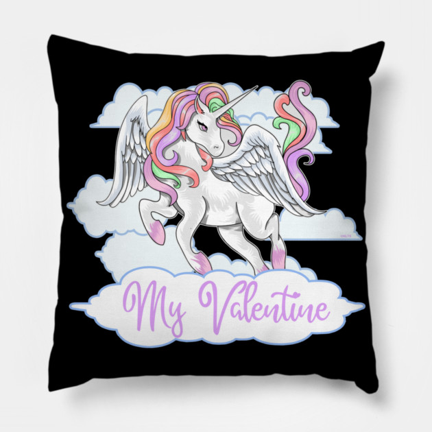 My Valentine Unicorn T-Shirt Pillow by creative