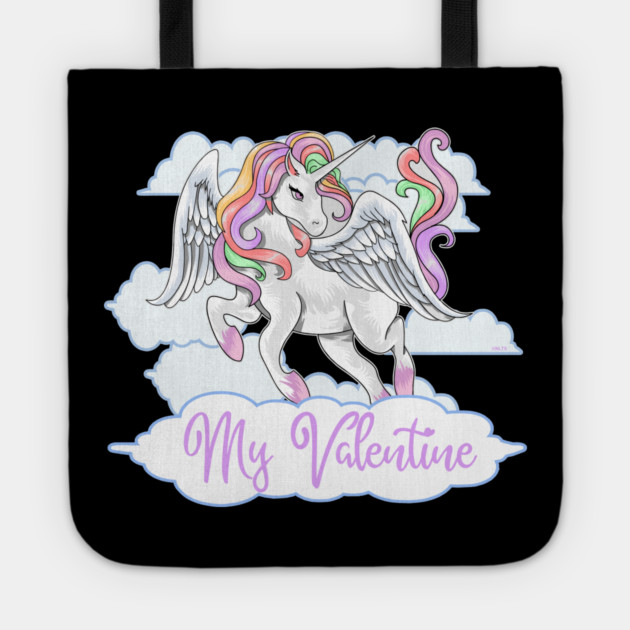 My Valentine Unicorn T-Shirt Tote by creative