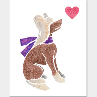 Watercolour Chinese Crested Dog Posters and Art