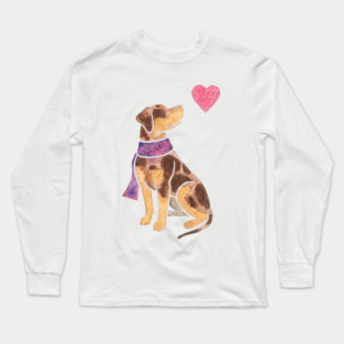 Watercolour Catahoula Leopard Dog Long Sleeve T-Shirt