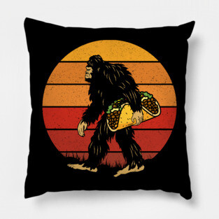 Funny Bigfoot Holding A Taco Pillow