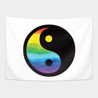 rainbow yin yang Tapestry