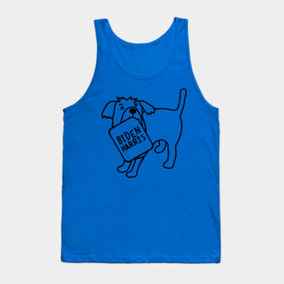 Minimal Dog with Biden Harris Sign Line Drawing Tank Top