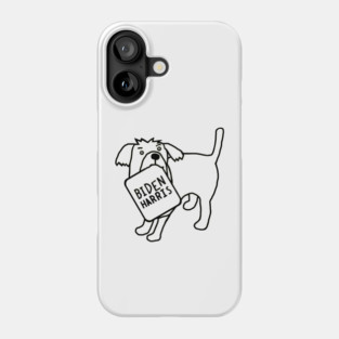 Minimal Dog with Biden Harris Sign Line Drawing Phone Case