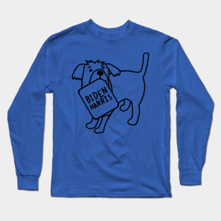 Minimal Dog with Biden Harris Sign Line Drawing Long Sleeve T-Shirt