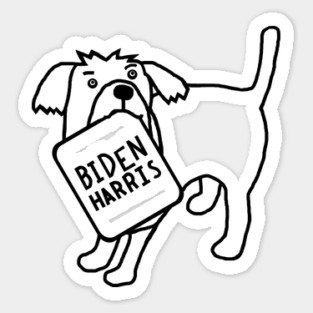 Minimal Dog with Biden Harris Sign Line Drawing Sticker
