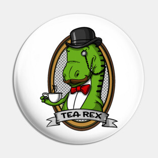 Tea Rex Dinosaur Pin