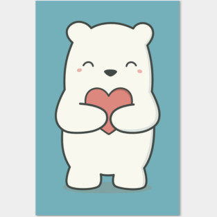 Kawaii Cute Adorable Polar Bear Posters and Art
