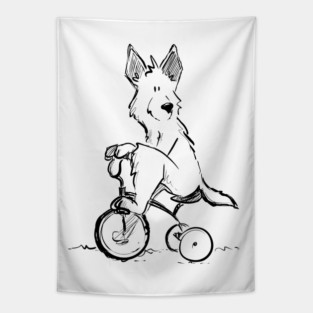German Shepherd on a Trike Tapestry