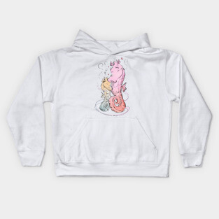Seahorse Hugs (Color) Kids Hoodie