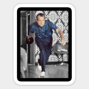 President Richard Nixon bowling at the White House Sticker