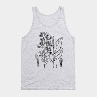 Botanical Scientific Illustration Black and White Tank Top