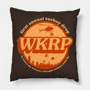 WKRP Turkey Drop Pillow