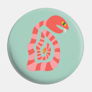 SNAKE EYES Striped Graphic Rattlesnake with Big Fang - UnBlink Studio by Jackie Tahara Pin
