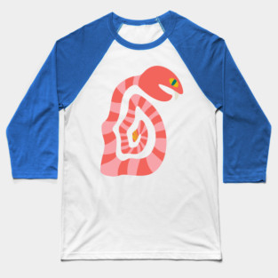 SNAKE EYES Striped Graphic Rattlesnake with Big Fang - UnBlink Studio by Jackie Tahara Baseball T-Shirt