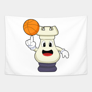 Chess piece Rook at Basketball Sports Tapestry
