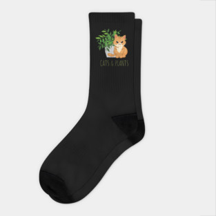 Easily Distracted by Cats and Plants Socks