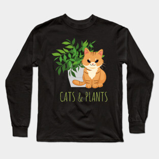Easily Distracted by Cats and Plants Long Sleeve T-Shirt