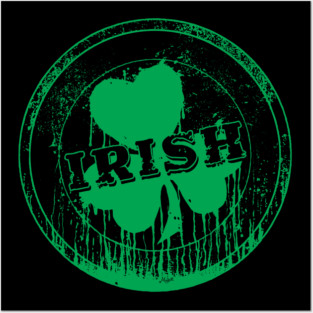 Irish Shamrock St. Patricks Day Round Logo Posters and Art