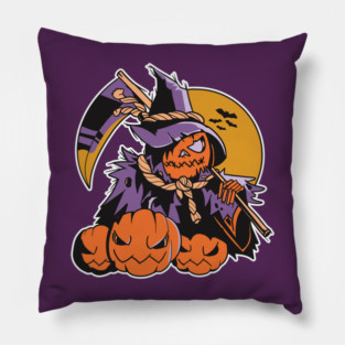 Spooky Pumpkin Head Scarecrow Pillow
