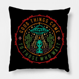alien abduction ufo vintage Pillow