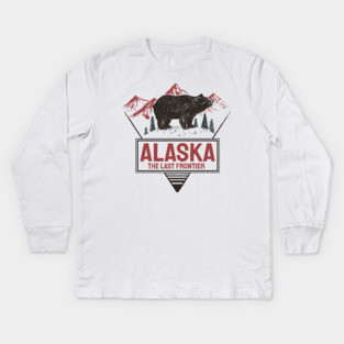 Alaska The Last Frontier Bear Nature Design Kids Long Sleeve T-Shirt