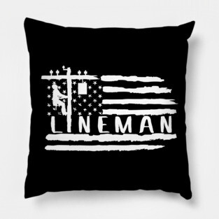 Lineman american flag, lineman worker american design Pillow